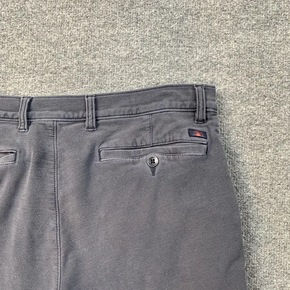 Faherty Shorts Mens 33 Washed Navy Stretch Terry Cotton Blend Flat Front Casual